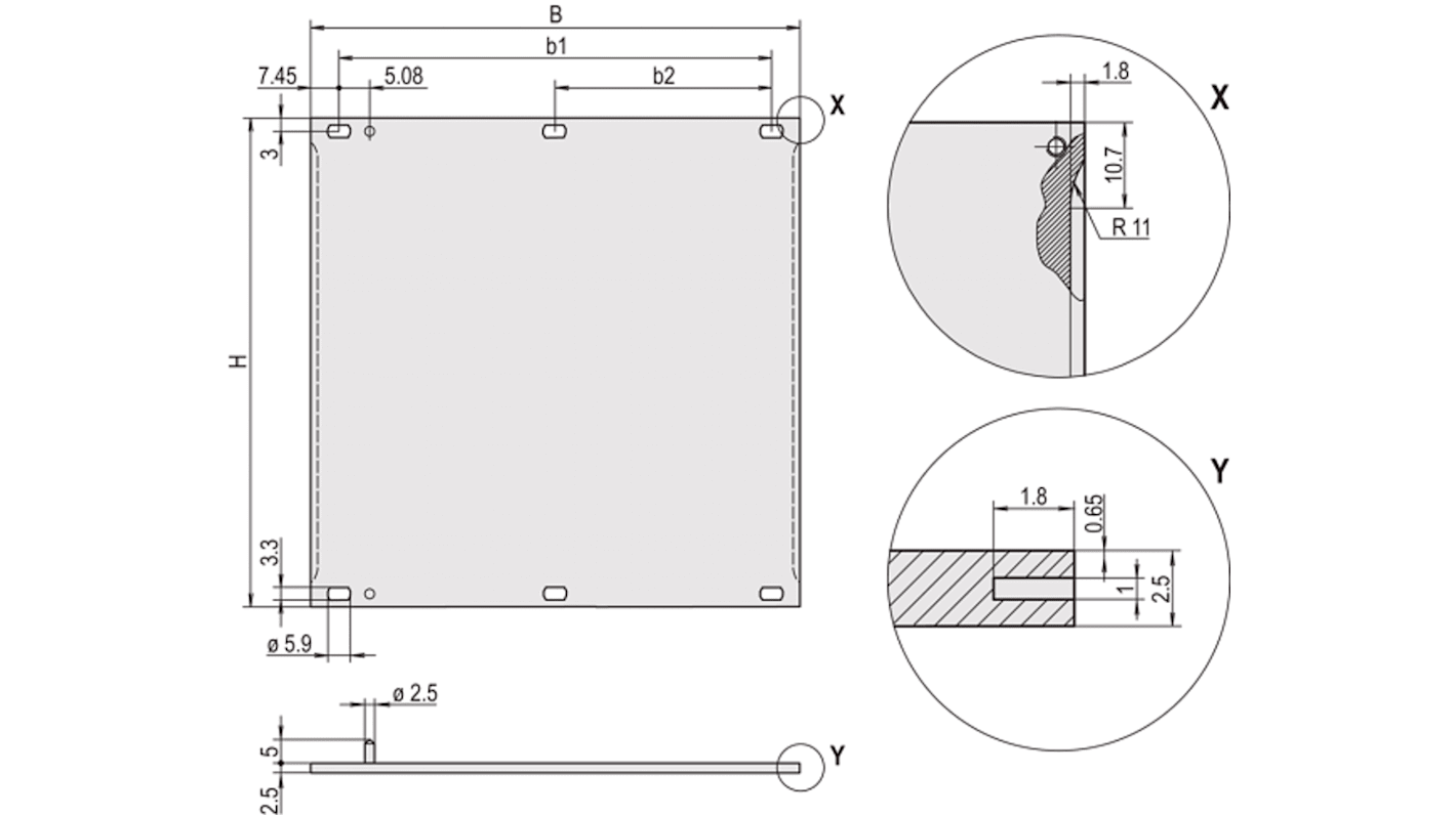 nVent SCHROFF Front Panel, 6U, 5HP