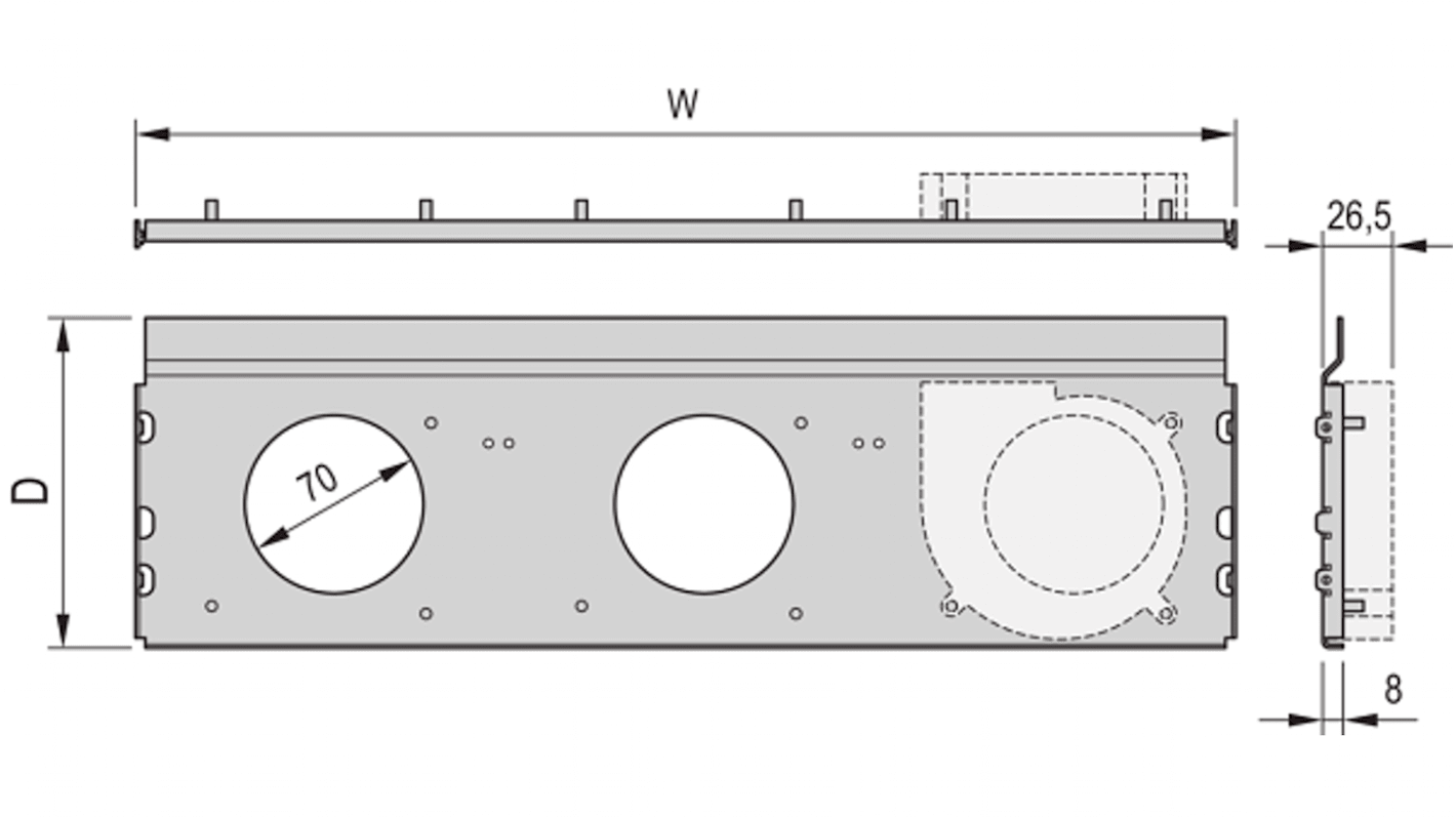 Bandeja de ventiladores, Superficie, 0.5U, 3 ventiladores