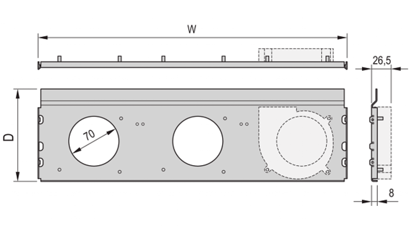 nVent SCHROFF Lüftereinschub, Typ Lüftereinschub, Oberfläche, 0.5U, 3 Lüfter, 36m³/h