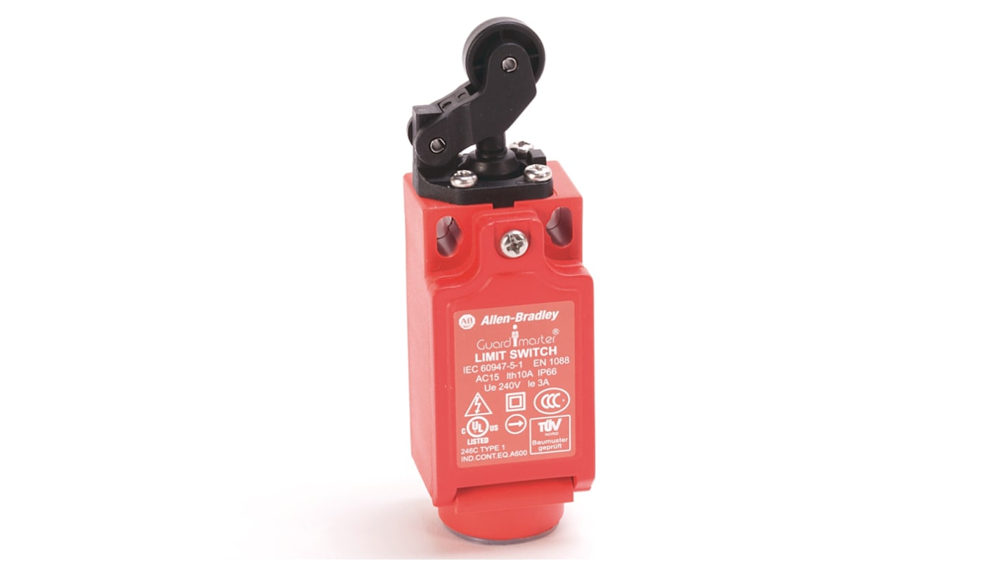 Allen Bradley Hinge Lever Safety Limit Switch, 2NC/1NO, IP66, Polybutylene Terephthalate (PBT) Housing, 600V ac Max, 6A