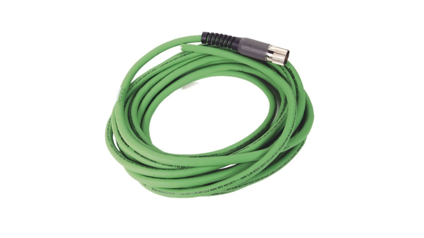 Cable de alimentación Potencia Rockwell Automation, long. 9m, 60 V, funda de PVC, Verde