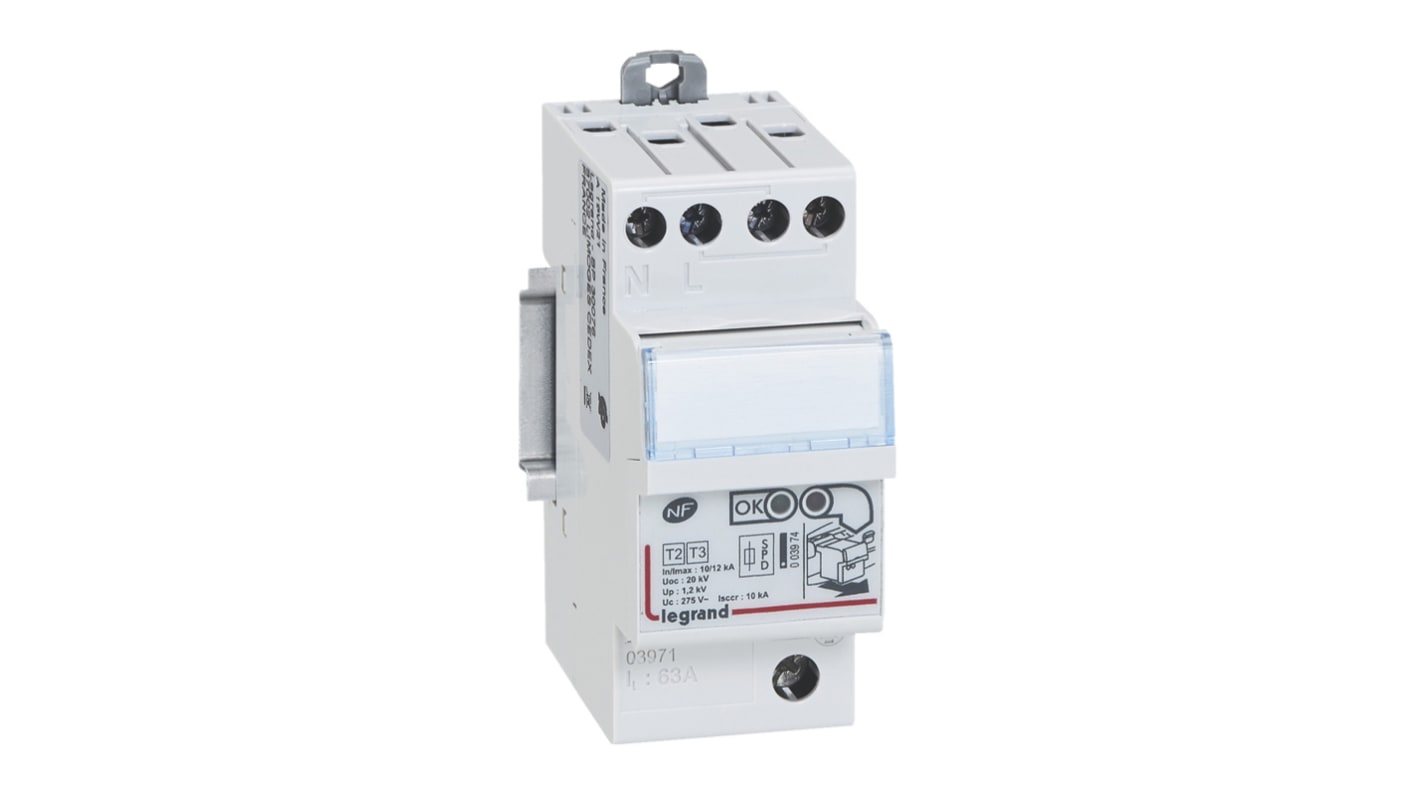 Legrand 1+N Phase Surge Protector, 10kA, 1.2kV