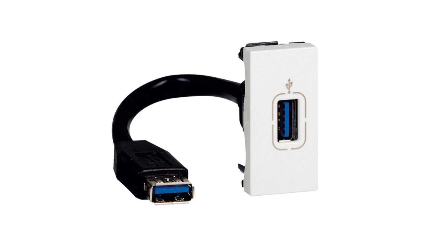Conector hembra USB Legrand, Blanco, sin interruptor Interior