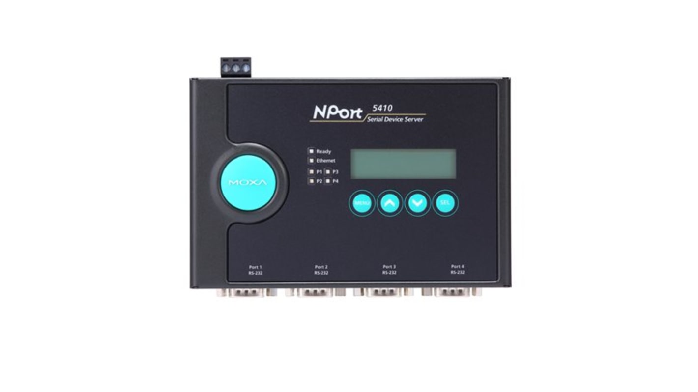 MOXA Device server, 4 Ethernet Port, 4 Serial Port, RS232 Interface, 921.6kbps Baud Rate