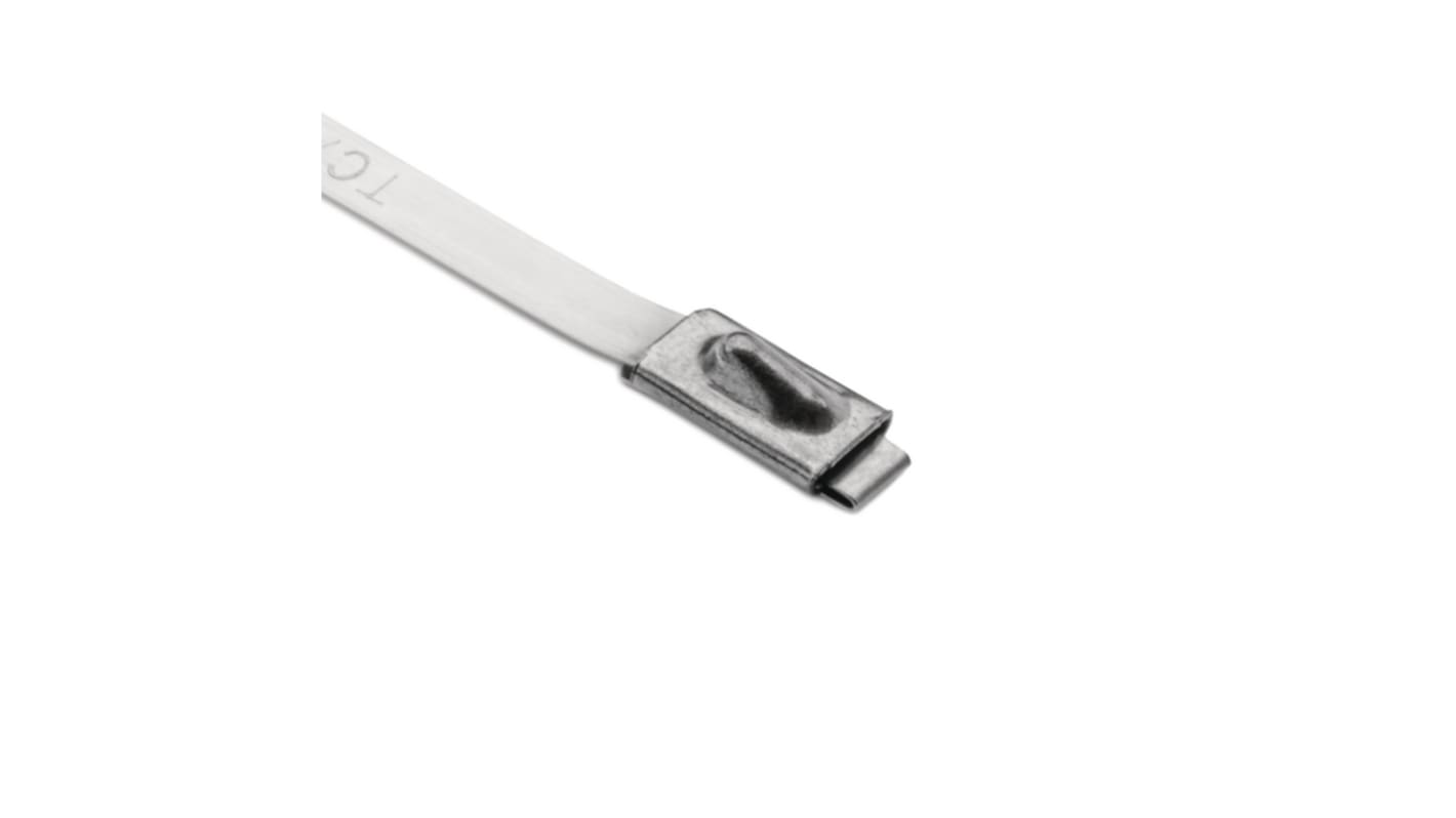 HellermannTyton MBT27S Edelstahl 316 Kabelbinder Mit Kugelverschluss metallik 4,6 mm x 685mm, 100 Stück