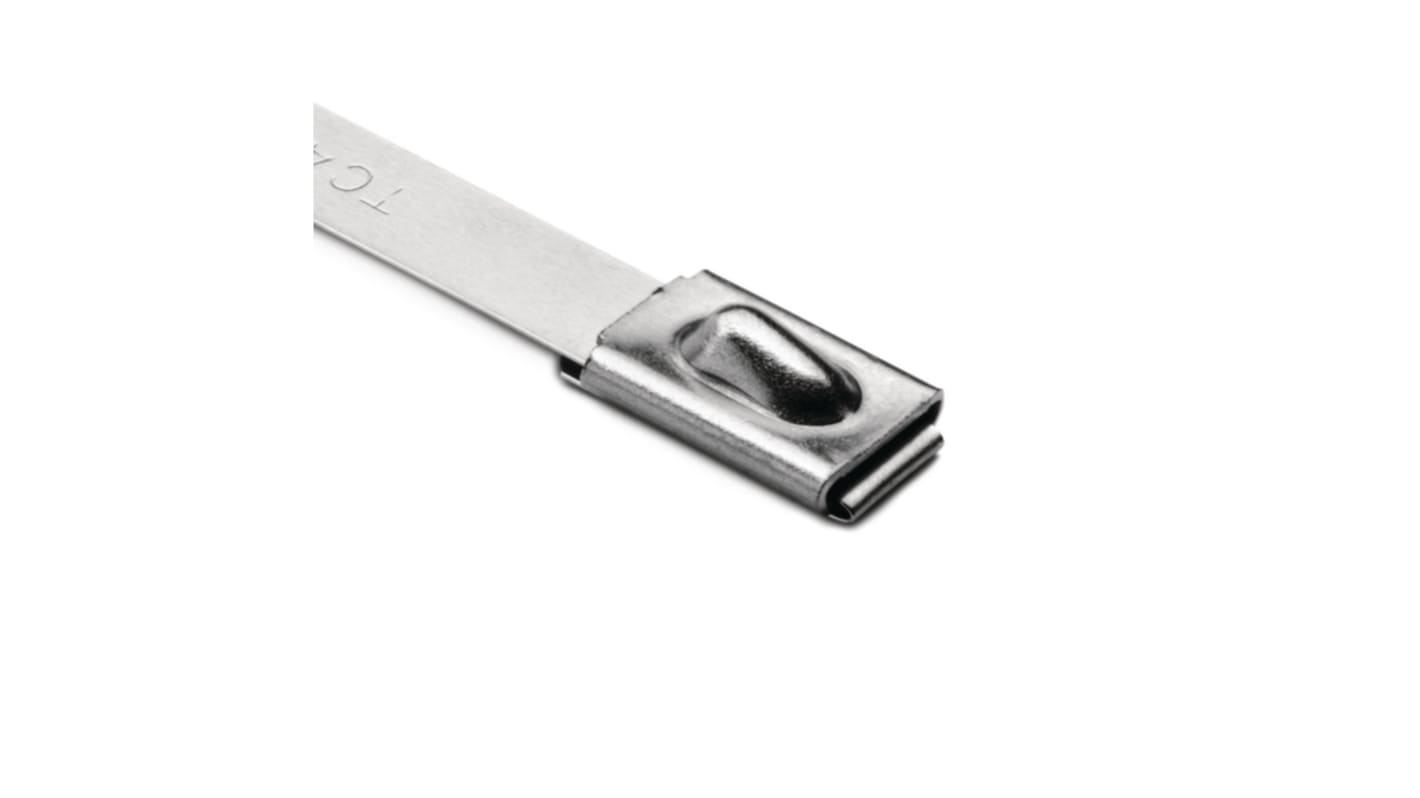 HellermannTyton Cable Tie, Roller Ball, 521mm x 7.9 mm, Metallic 316 Stainless Steel, Pk-50