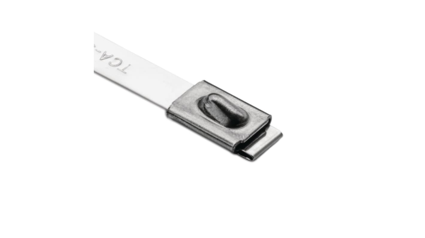 HellermannTyton Cable Tie, Roller Ball, 685mm x 7.9 mm, Metallic 316 Stainless Steel, Pk-50