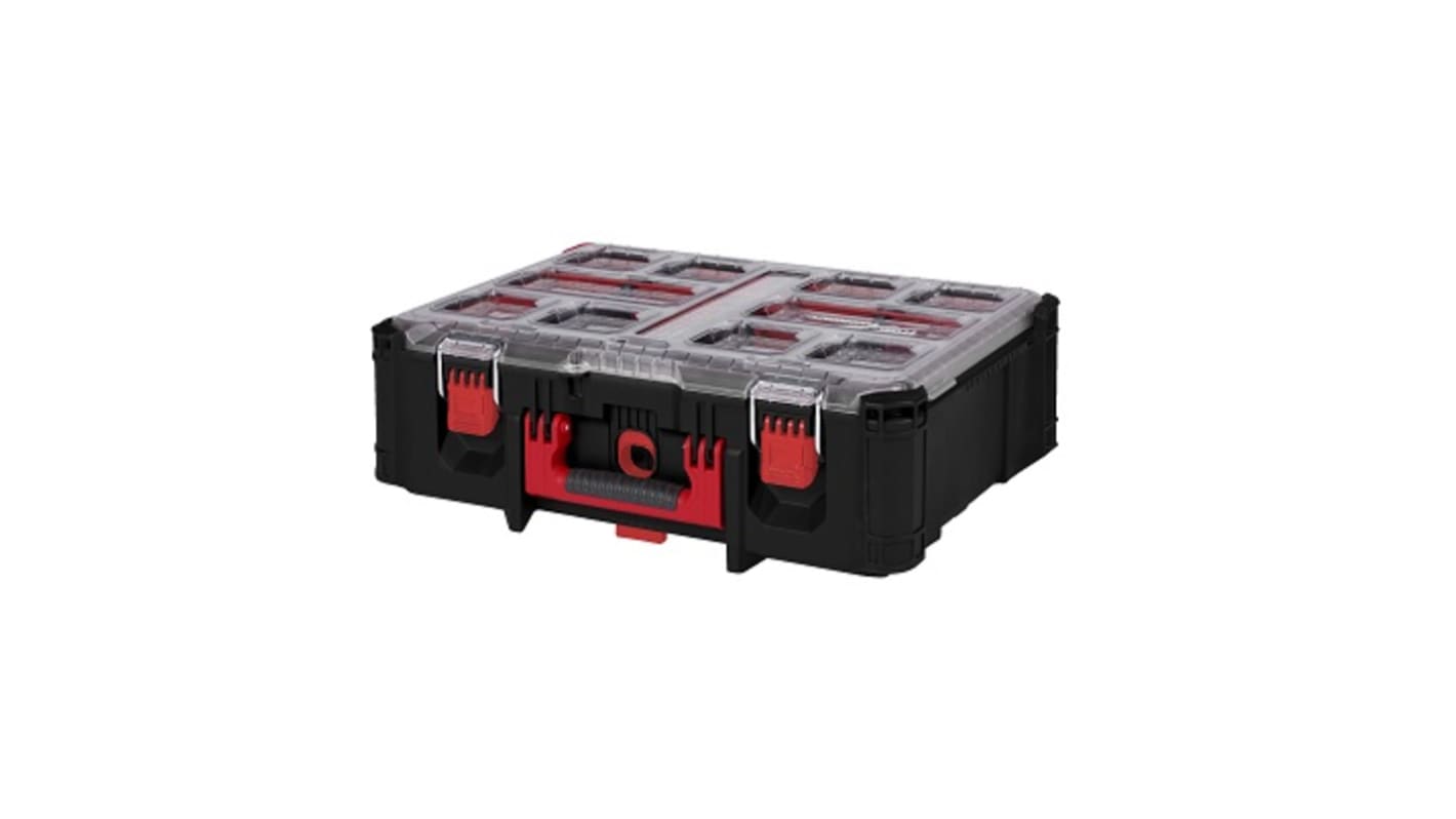 Contenitore modulare Milwaukee, 6 scomparti, 507mm x 386mm x 170mm, Coperchio trasparente