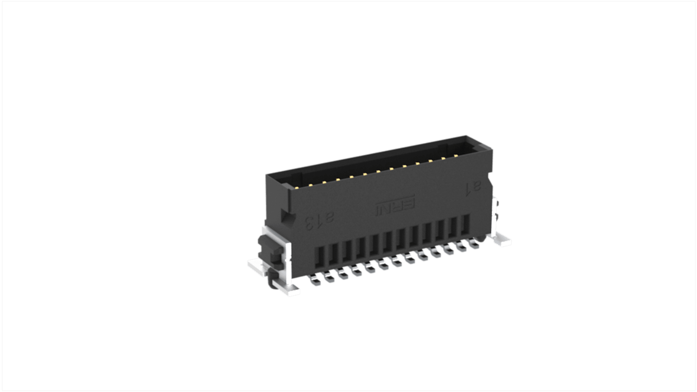 ERNI SMC Series Surface Mount PCB Header, 26 Contact(s), 1.27mm Pitch, 2 Row(s), Shrouded
