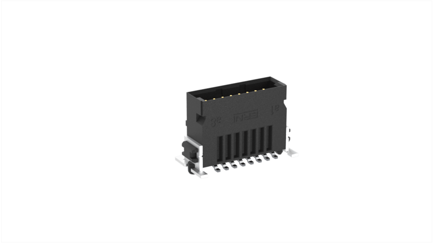 ERNI SMC Series Surface Mount PCB Header, 16 Contact(s), 1.27mm Pitch, 2 Row(s), Shrouded