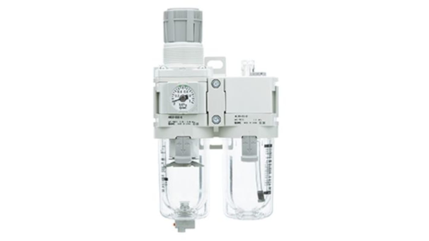 SMC G 1/8 FRL Assembly, Auto Drain, 5μm Filtration Size