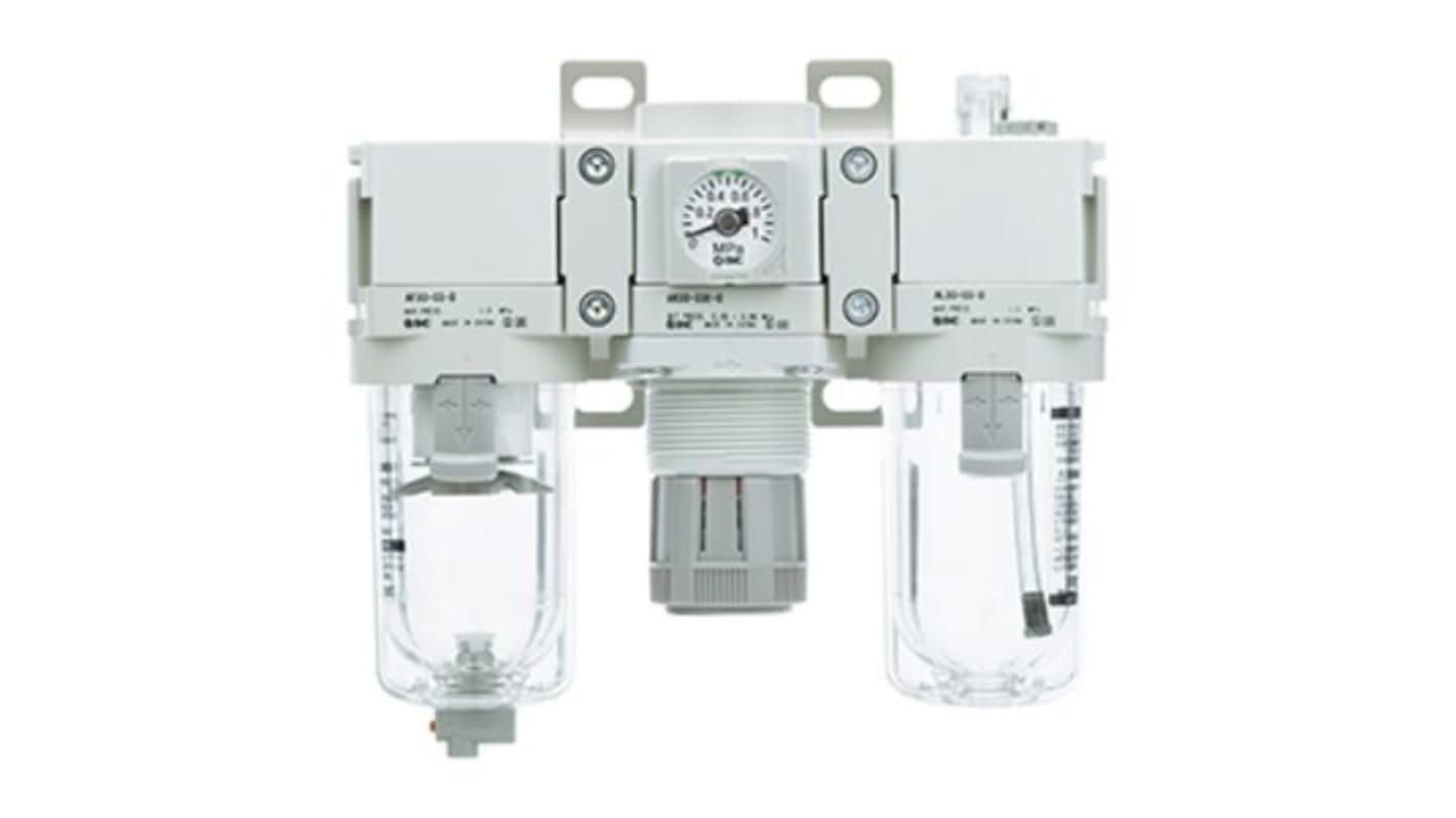 SMC G 1/8 FRL Assembly, Auto Drain, 5μm Filtration Size