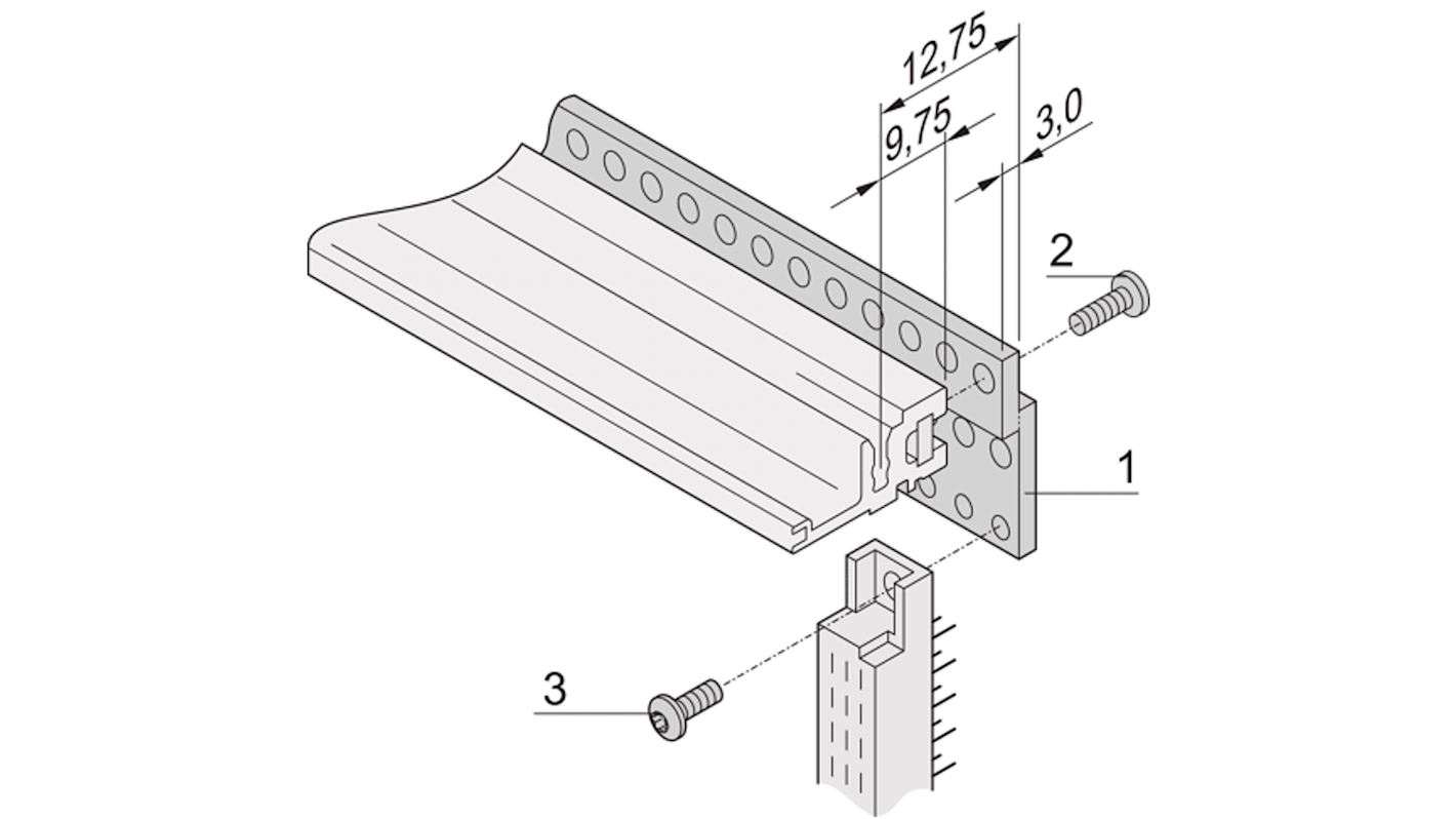 Carril Z nVent SCHROFF de Aluminio, long. 213mm, anch. 42HP