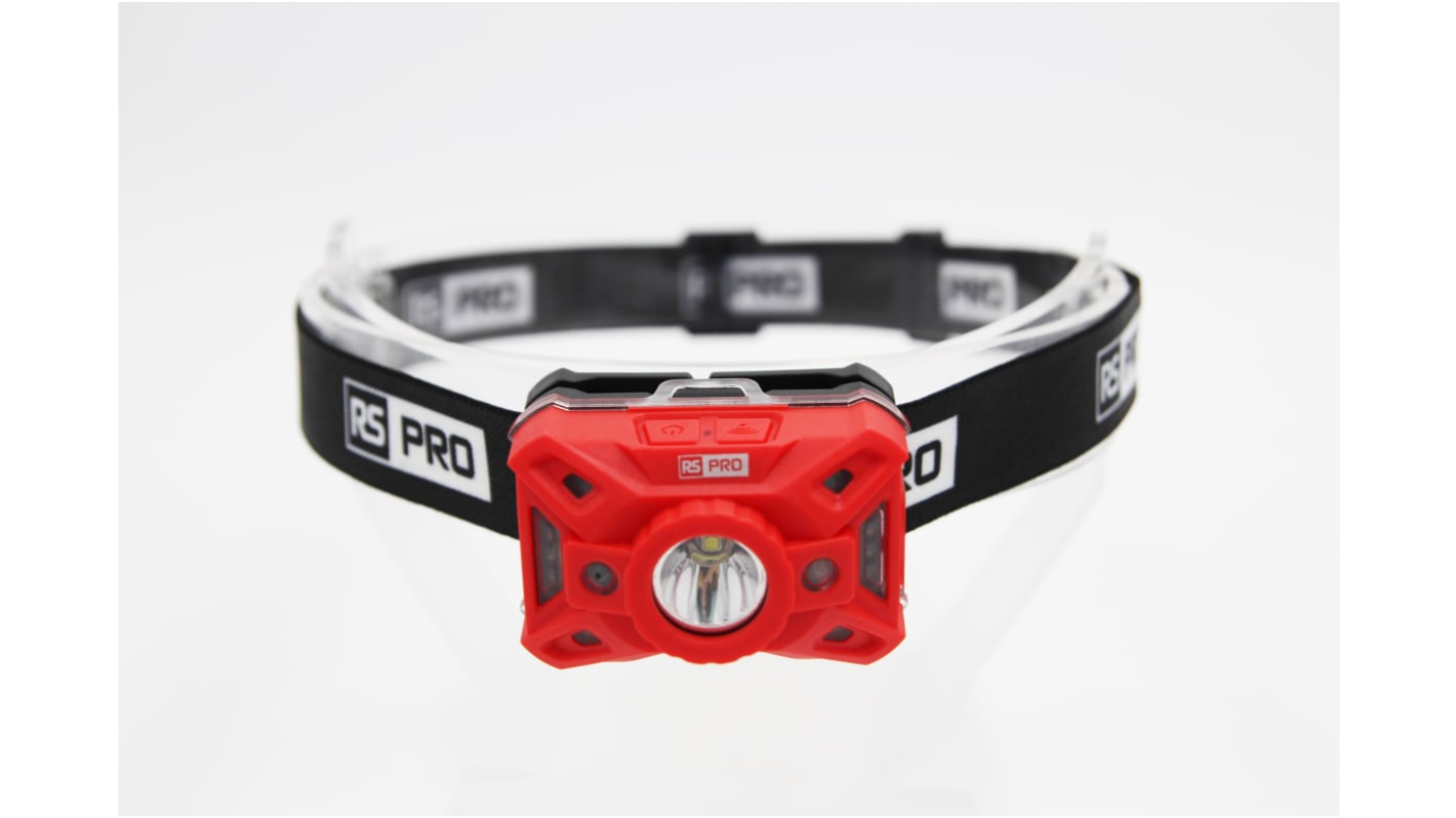 RS PRO LED Head Torch 300 lm, 100 m Range