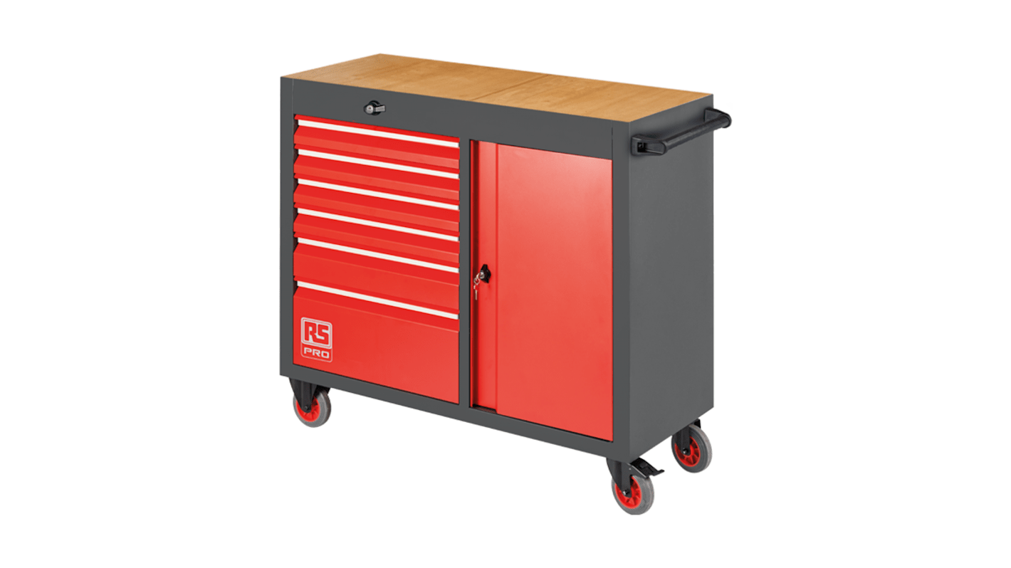 RS PRO 6 Drawer Steel Wheeled Tool Chest