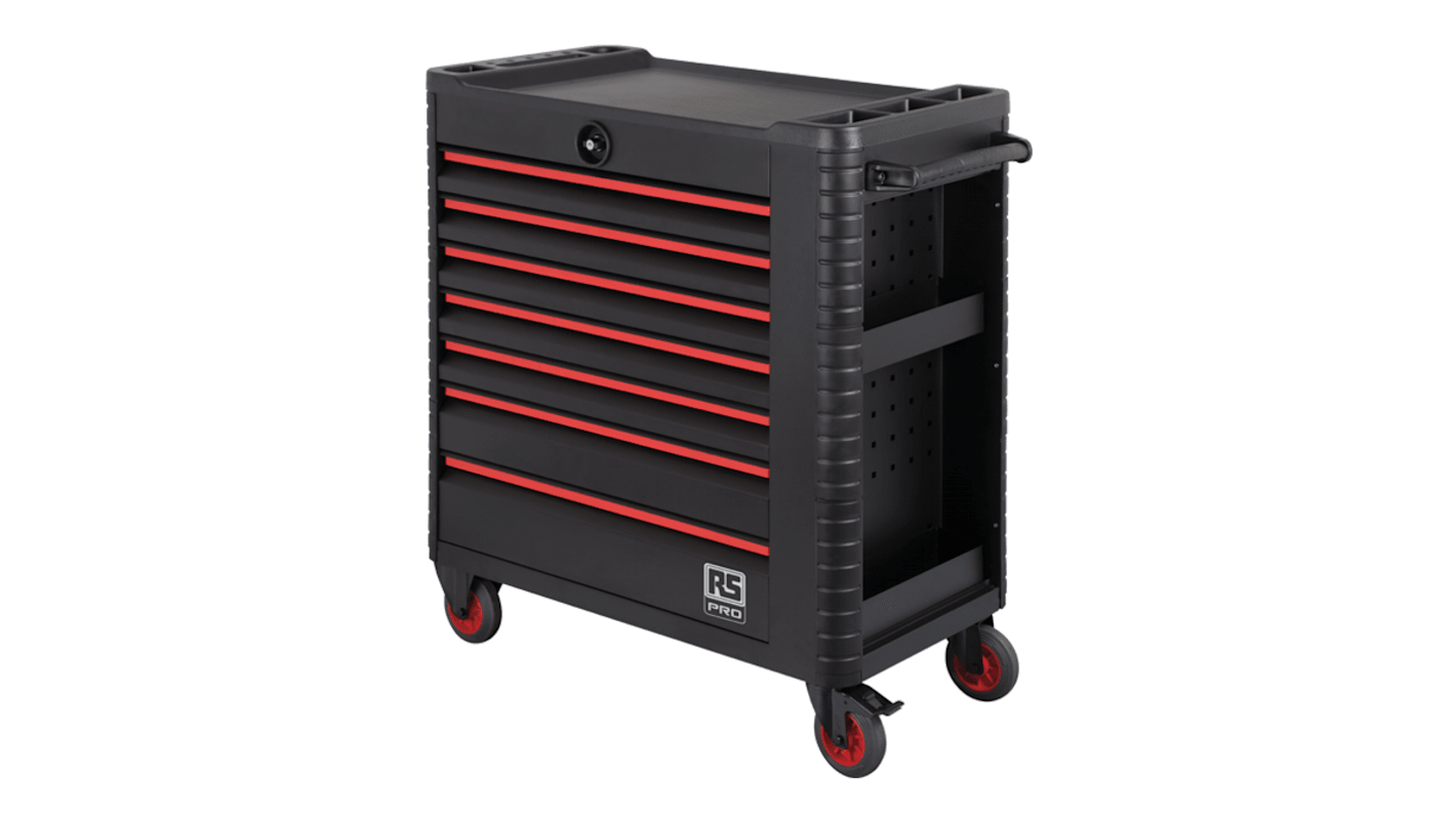 RS PRO 7 Drawer Steel Wheeled Tool Chest