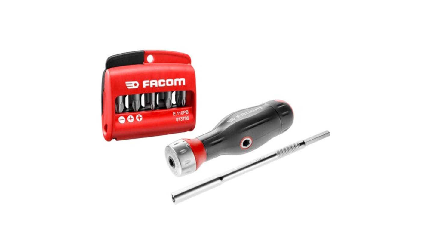 Set di inserti per cricchetti Facom ATCL.2A2PB 1/4 poll. Esagono, punte: A taglio, Phillips, Pozidriv, Torx, brugola,