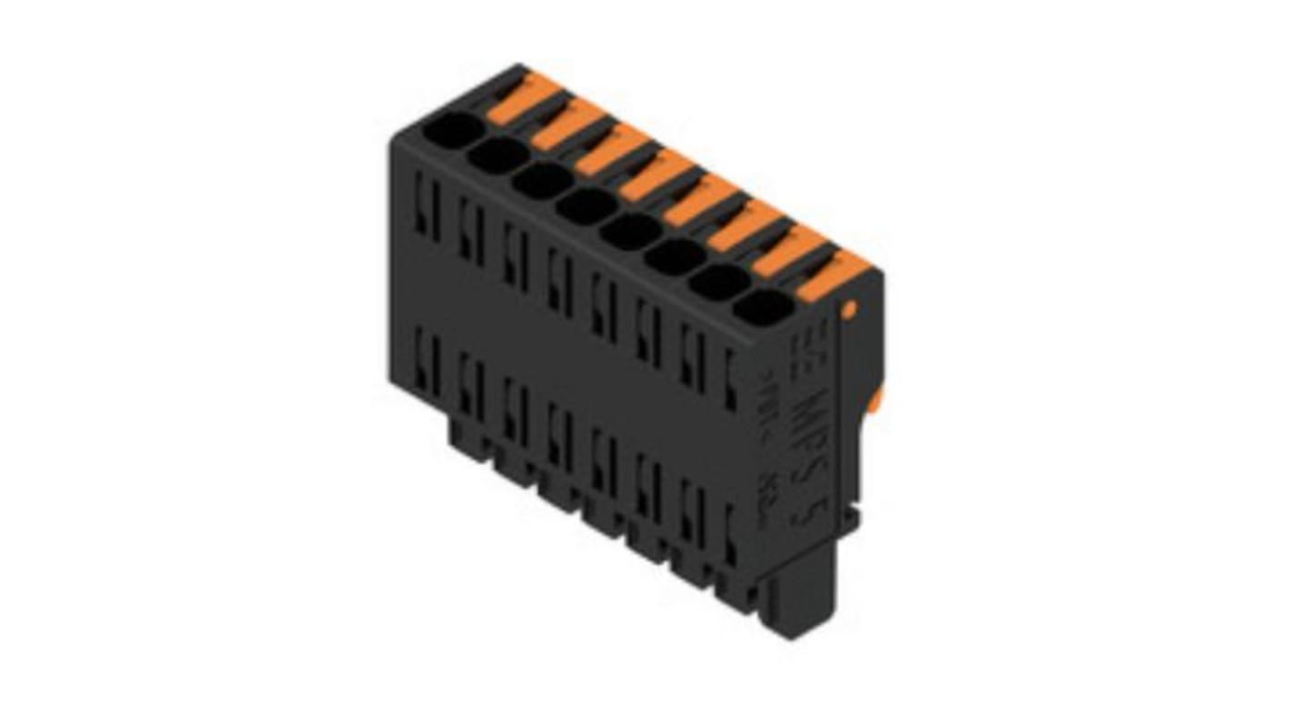 Weidmuller 8pPCB连接器 插头, 5mm间距, PCB安装