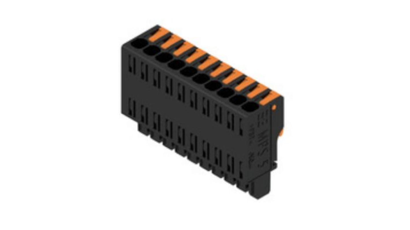 Weidmuller 10pPCB连接器 插头, 5mm间距, PCB安装