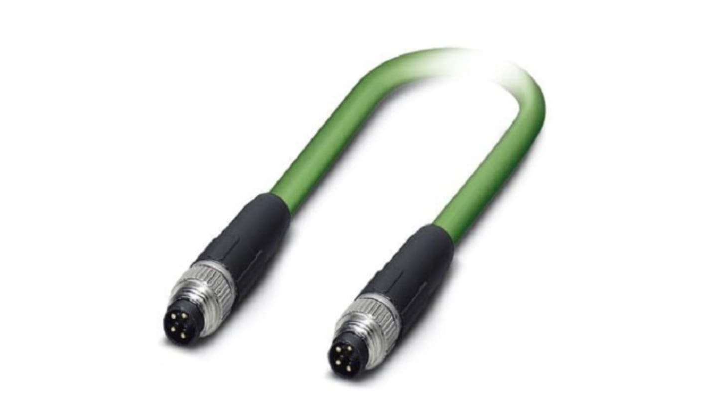 Phoenix Contact, 10m Cat5, Green M8 to Male M8 Male, Shielded Shielded, Terminated