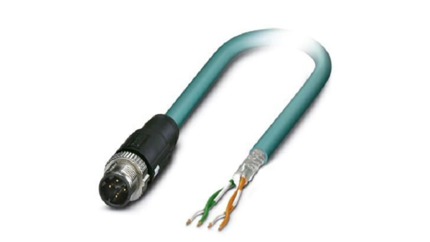 Phoenix Contact Ethernetkabel Cat.5, 10m, Blau Patchkabel, A M12 Geschirmt Stecker, B offenes Ende