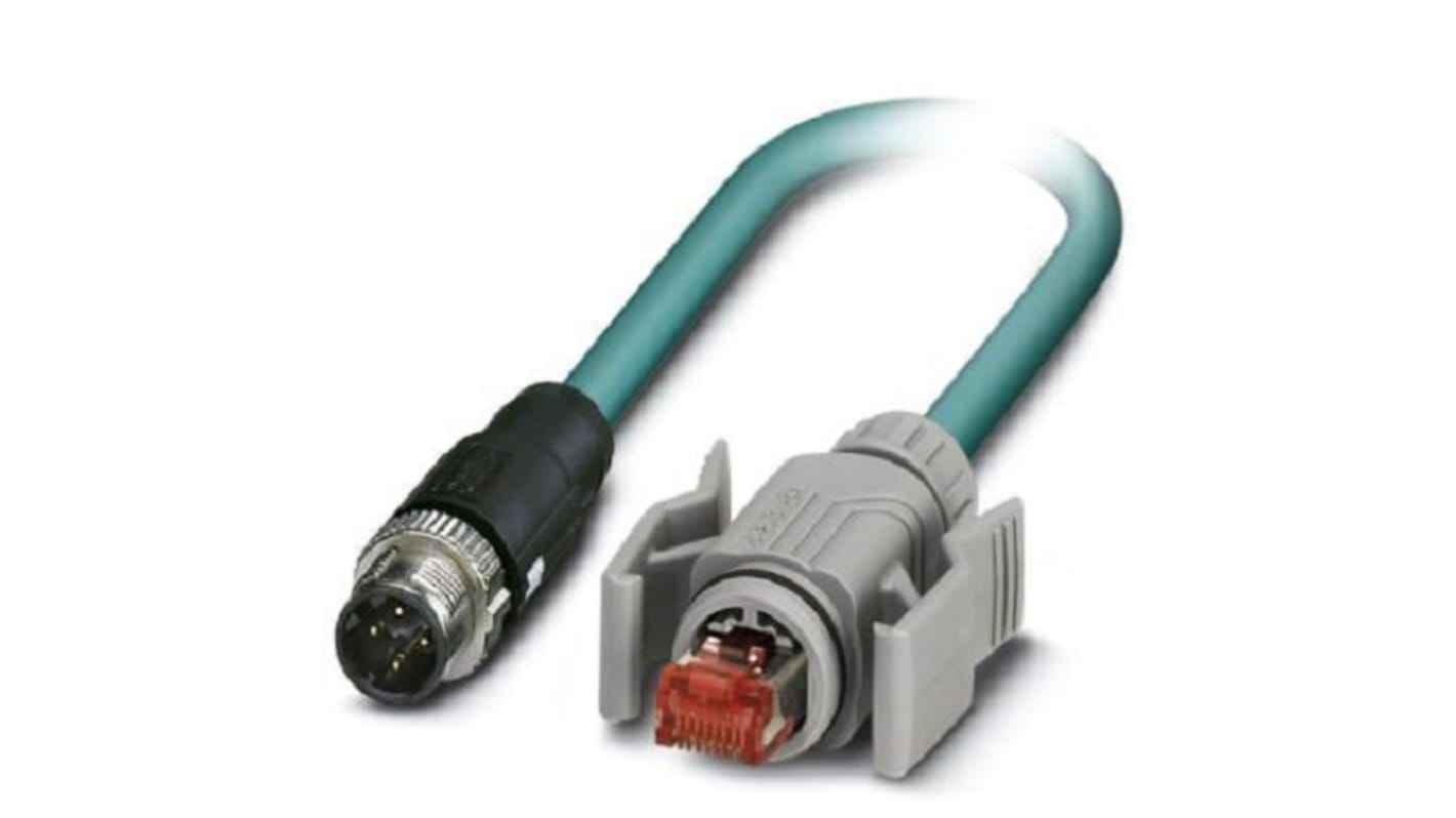 Phoenix Contact, 2m Cat5, Blue M12 to Male RJ45 Male, Shielded Shielded, Terminated