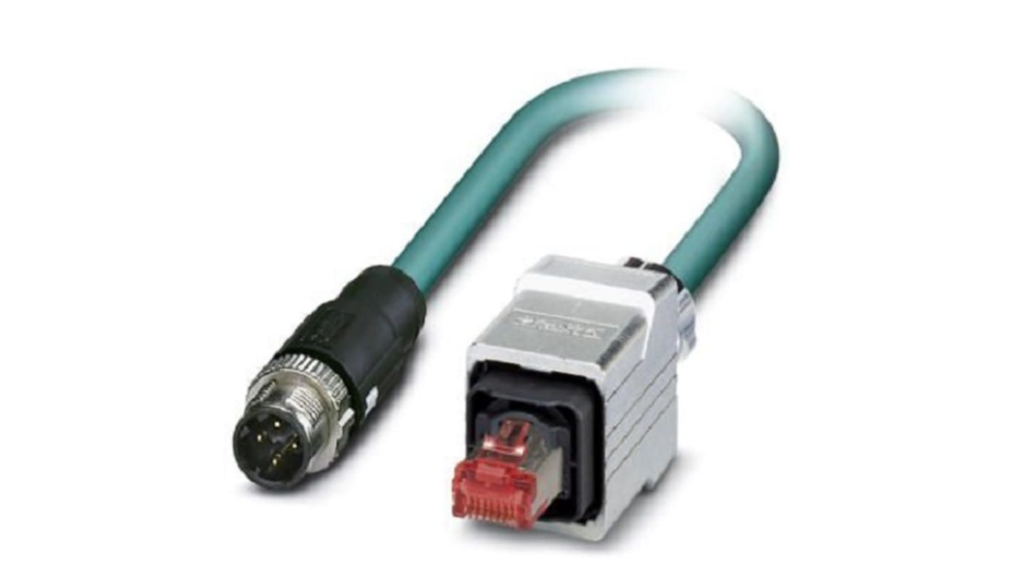 Phoenix Contact, 2m Cat5, Blue M12 to Male RJ45 Male, Shielded Shielded, Terminated