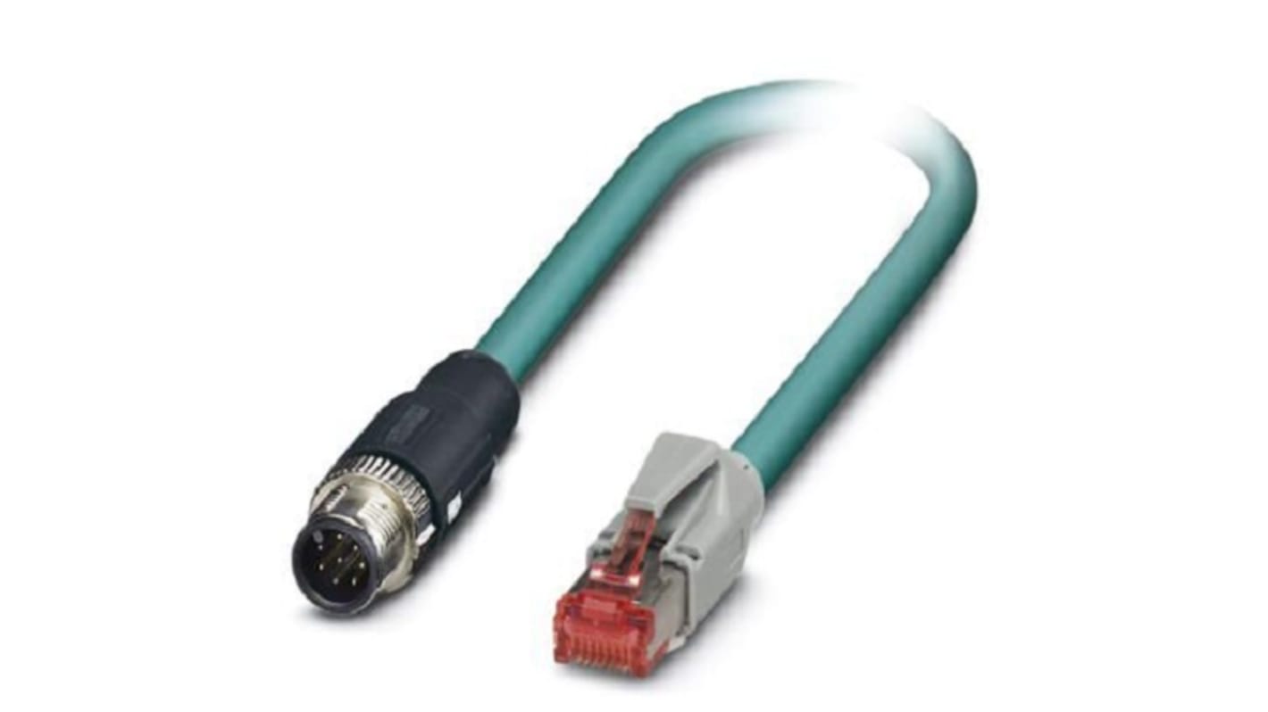 Phoenix Contact, 2m Cat5, Blue M12 to Male RJ45 Male, Shielded Shielded, Terminated