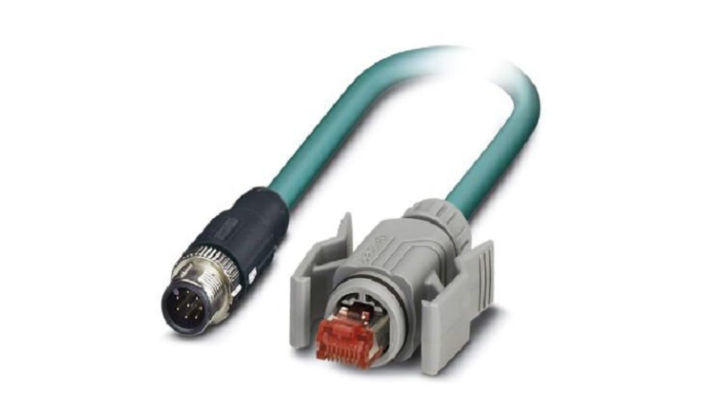 Phoenix Contact, 2m Cat5, Blue M12 to Male RJ45 Male, Shielded Shielded, Terminated