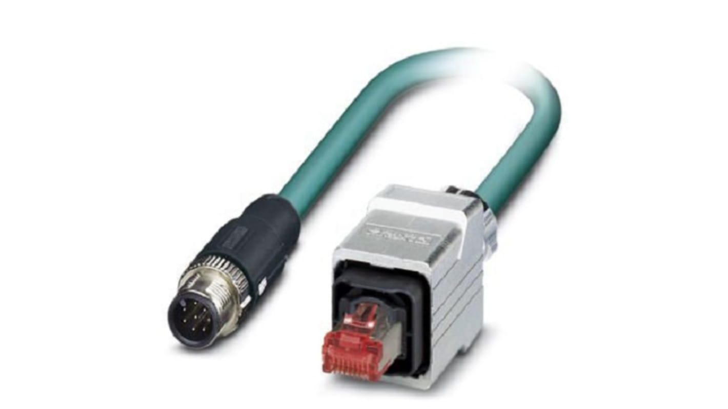 Phoenix Contact, 5m Cat5, Blue M12 to Male RJ45 Male, Shielded Shielded, Terminated
