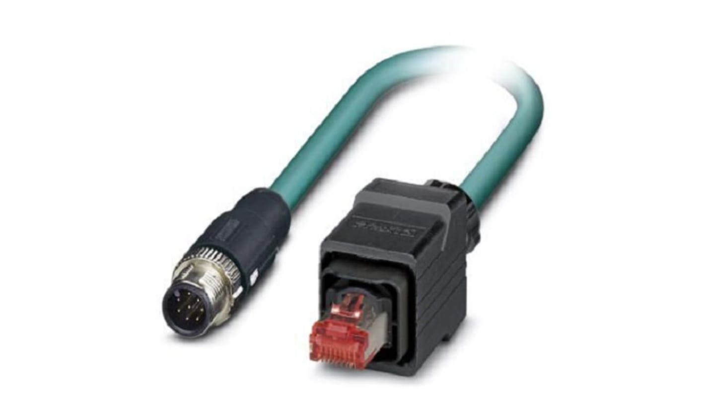 Phoenix Contact, 10m Cat5, Blue M12 to Male RJ45 Male, Shielded Shielded, Terminated