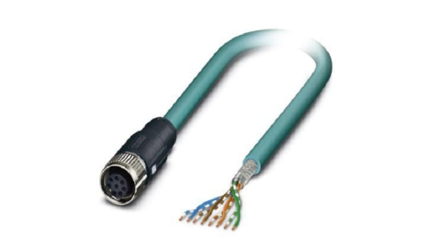 Phoenix Contact, 2m Cat5, Blue M12 to Female Unterminated, Shielded Shielded, Terminated