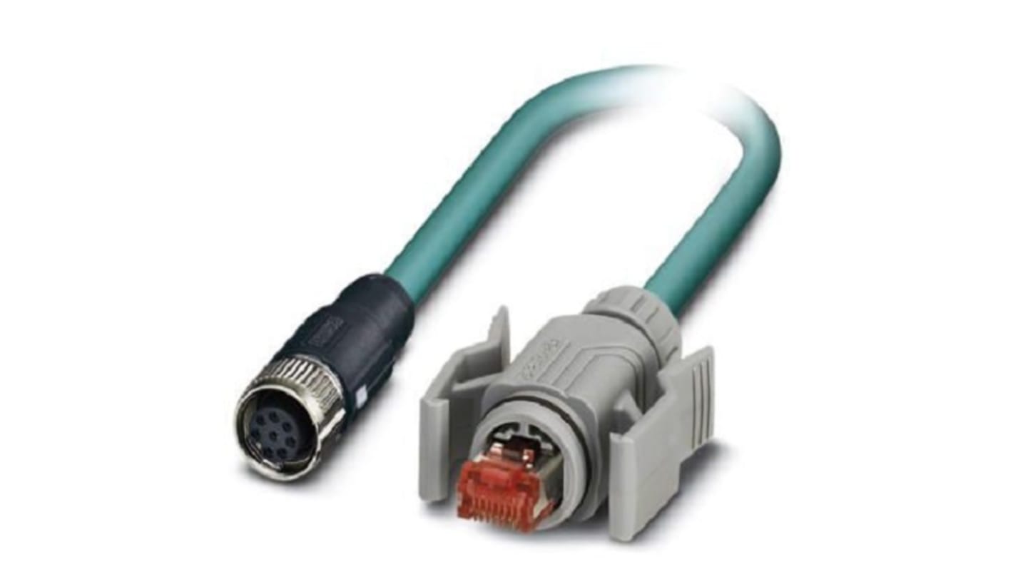Phoenix Contact, 10m Cat5, Blue M12 to Female RJ45 Male, Shielded Shielded, Terminated