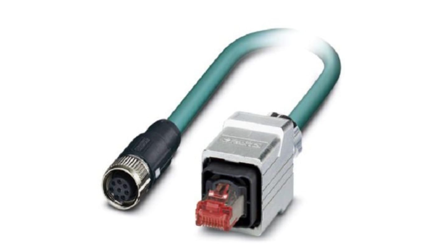 Phoenix Contact, 1m Cat5, Blue M12 to Female RJ45 Male, ShieldedShielded, Terminated