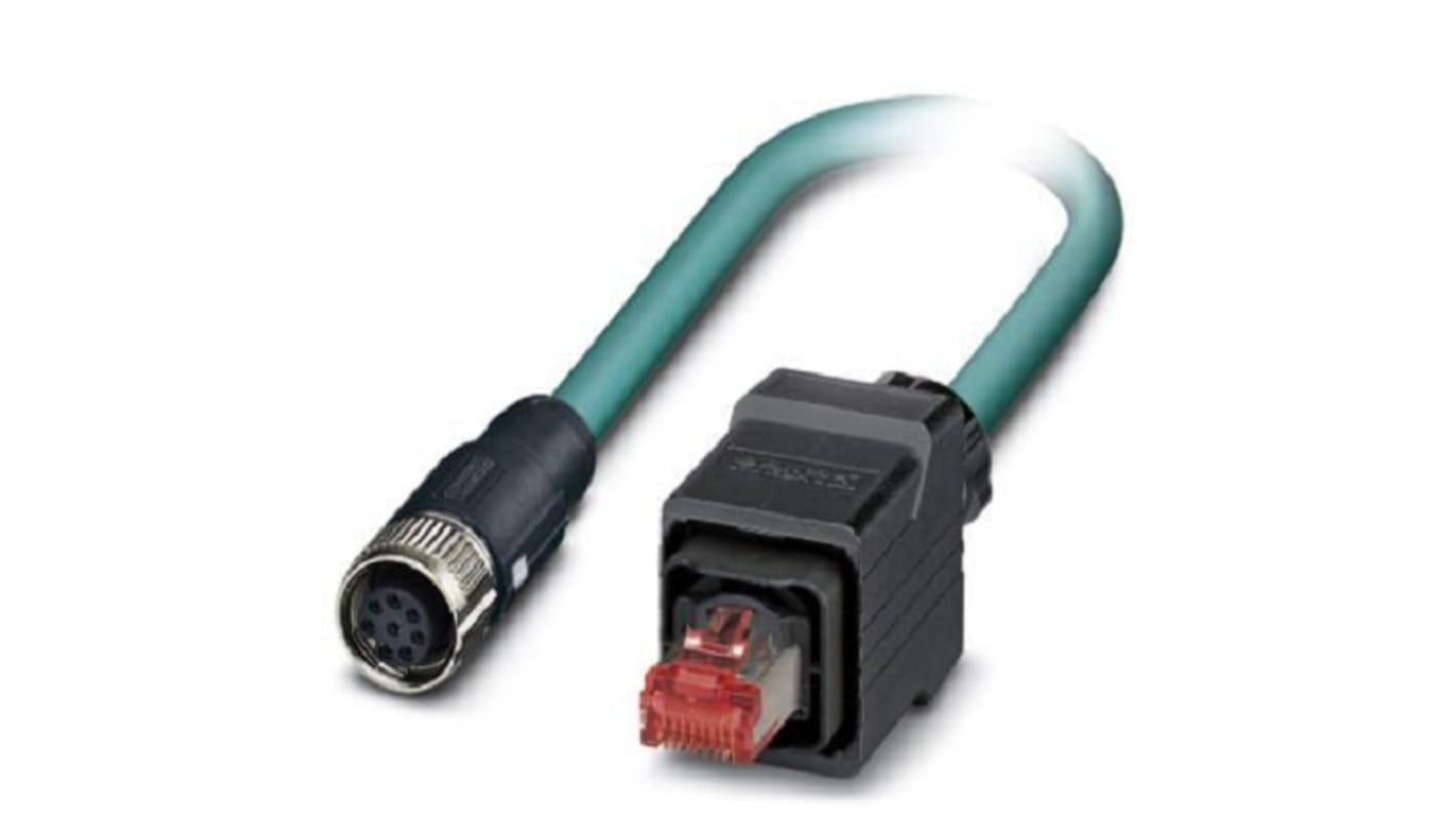 Phoenix Contact, 1m Cat5, Blue M12 to Female RJ45 Male, ShieldedShielded, Terminated