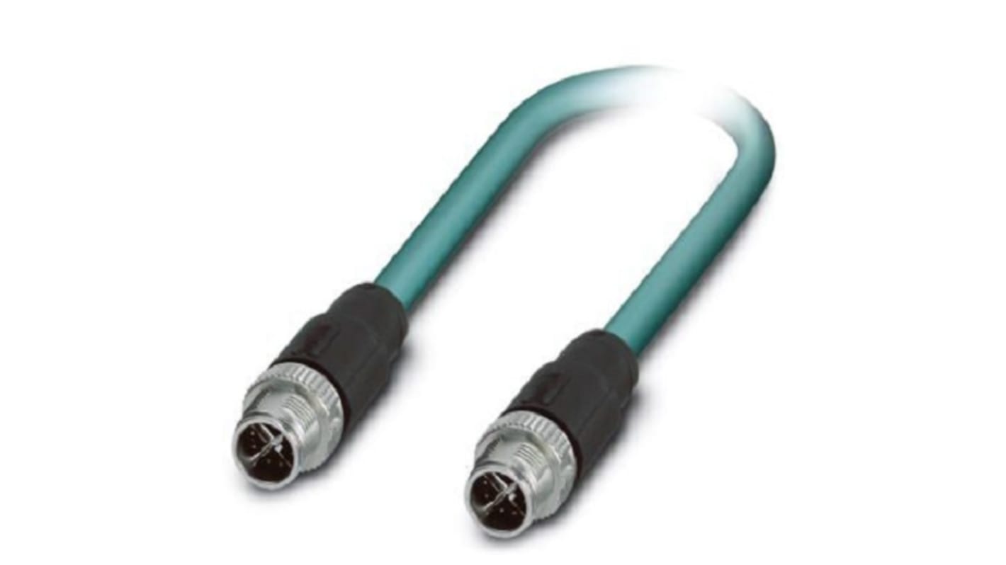 Phoenix Contact, 2m Cat6a, Blue M12 to Male M12 Male, Shielded Shielded, Terminated