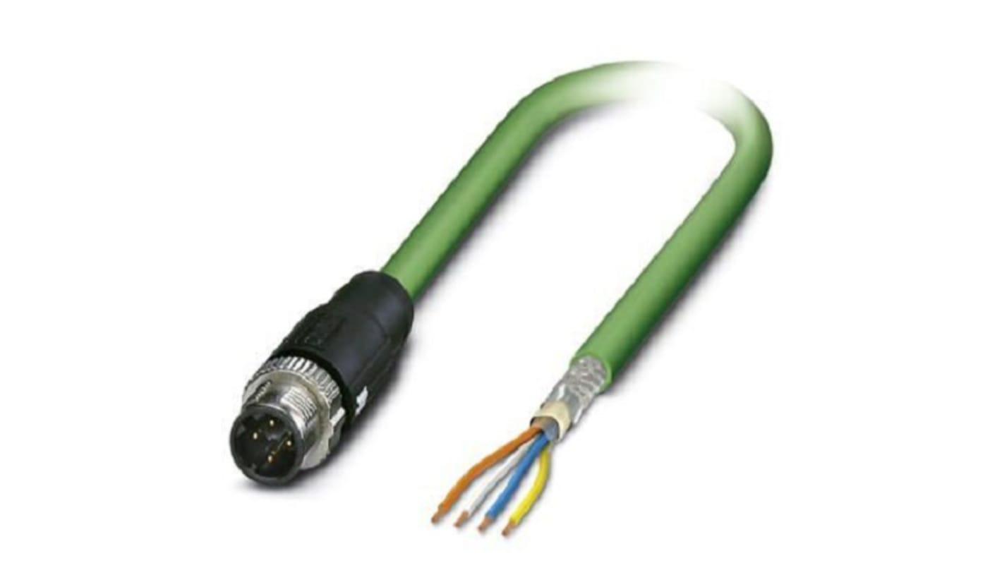 Phoenix Contact, 5m Cat5, Green M12 to Male Unterminated Male, Shielded Shielded, Terminated