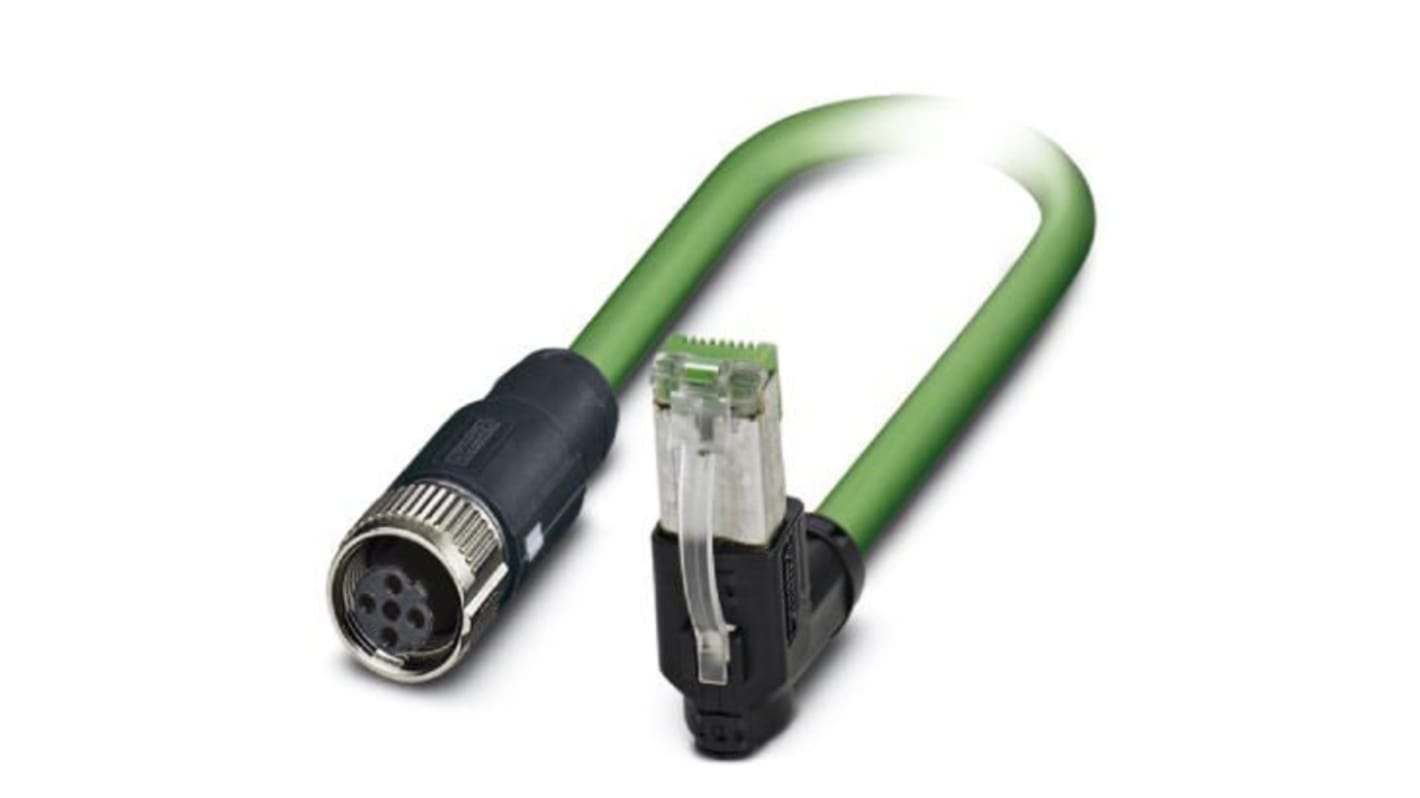 Phoenix Contact Ethernetkabel Cat.5, 5m, Grün Patchkabel, A M12 Geschirmt Buchse, B RJ45