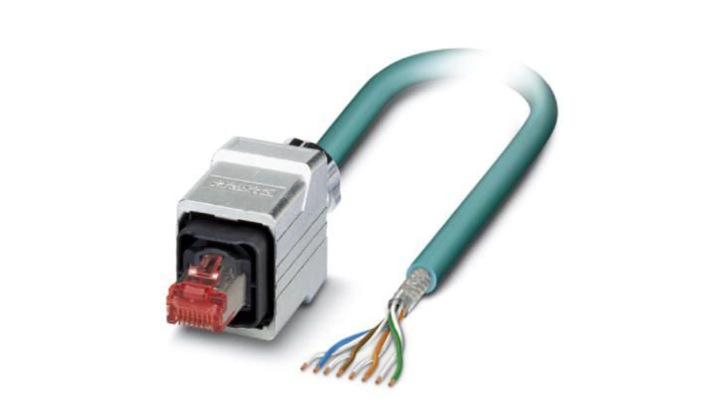 Phoenix Contact, 5m Cat5, Blue RJ45 to Male Unterminated, Shielded Shielded, Terminated