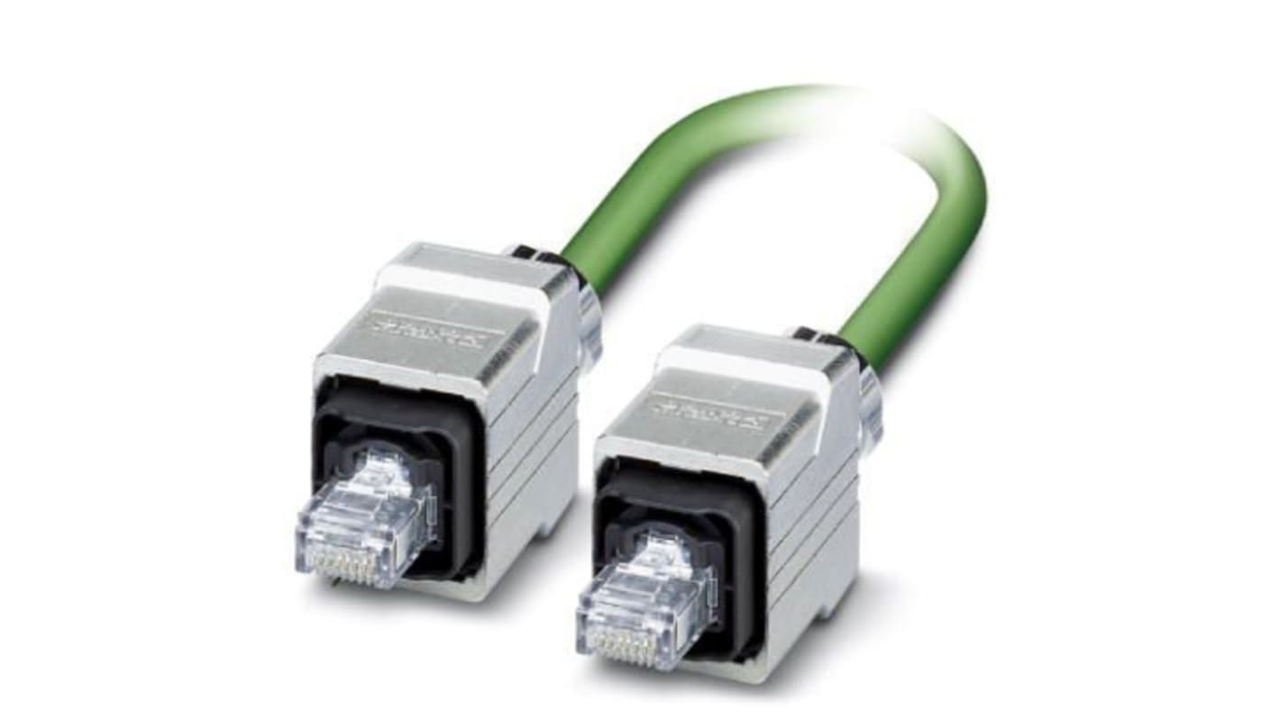 Phoenix Contact, 2m Cat5e, Green RJ45 to Male RJ45 Male, Shielded Shielded, Terminated
