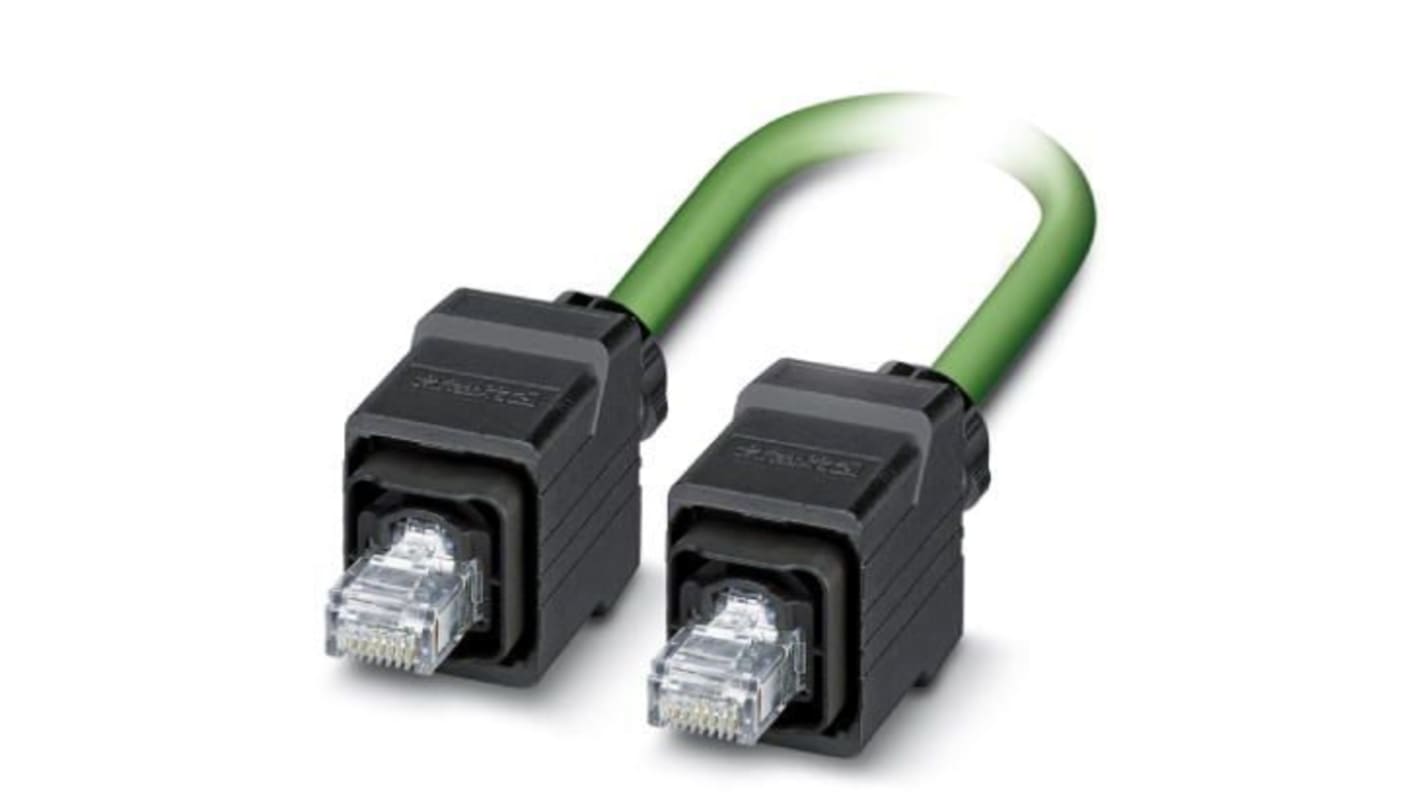 Phoenix Contact, 1m Cat5e, Green RJ45 to Male RJ45 Male, Shielded Shielded, Terminated