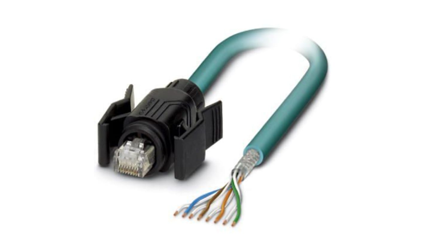 Câble Ethernet catégorie 5 Blindé Phoenix Contact, Bleu, 2m Avec connecteur Droit