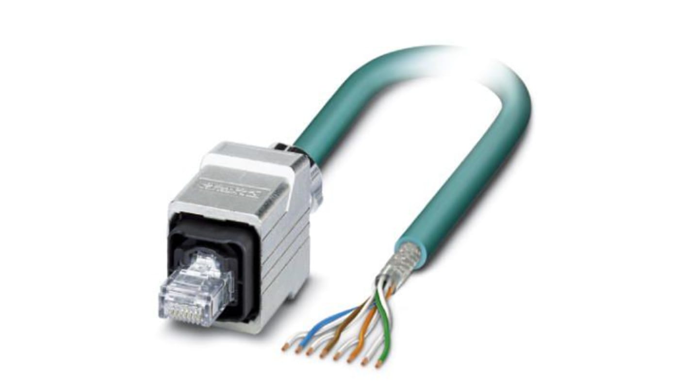 Phoenix Contact, 2m Cat5, Blue RJ45 to Male Unterminated, Shielded Shielded, Terminated