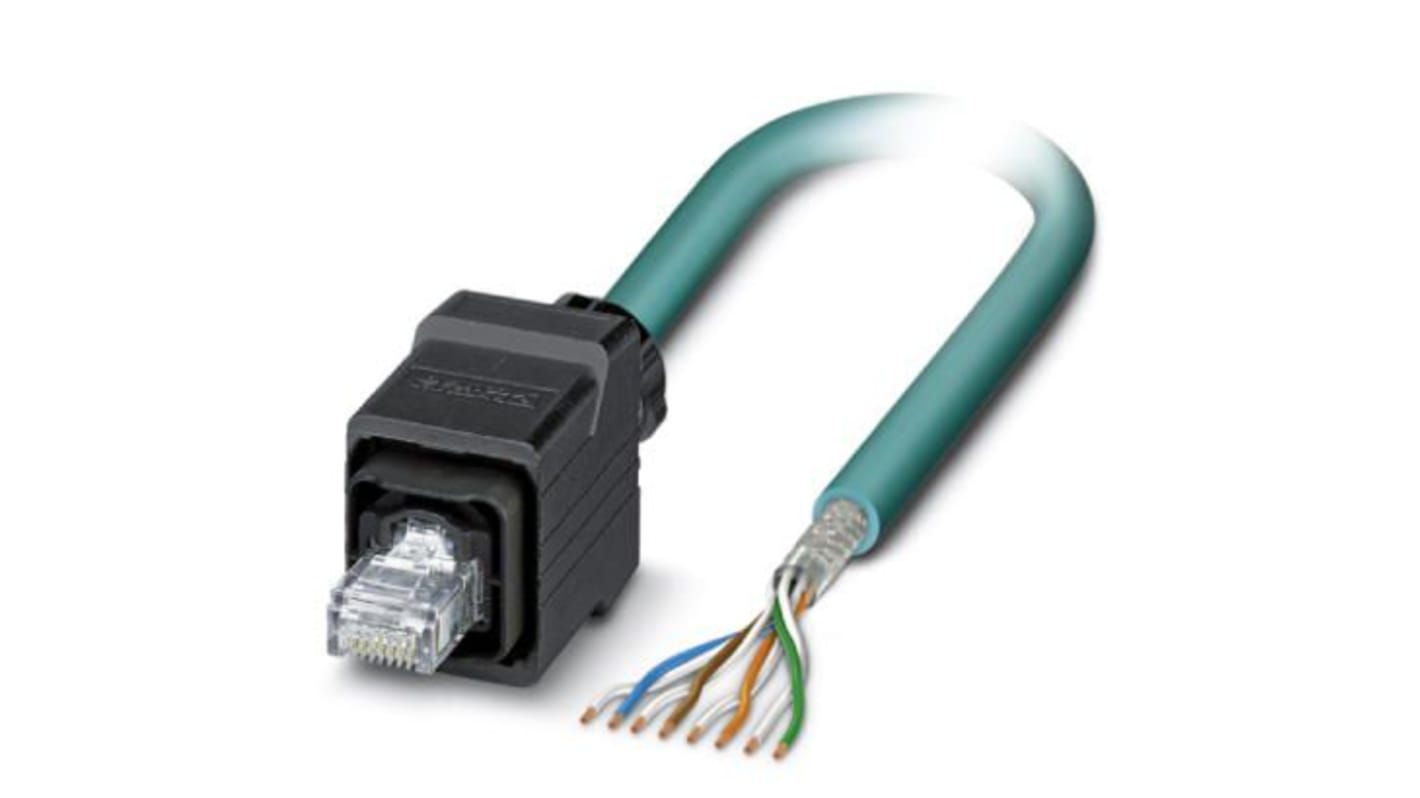 Phoenix Contact, 2m Cat5, Blue RJ45 to Male Unterminated, Shielded Shielded, Terminated