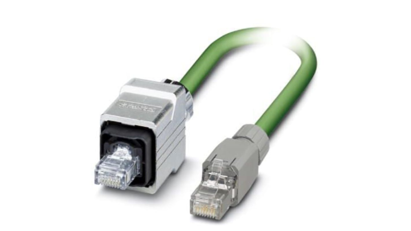 Phoenix Contact, 5m Cat5e, Green RJ45 to Male RJ45 Male, Shielded Shielded, Terminated