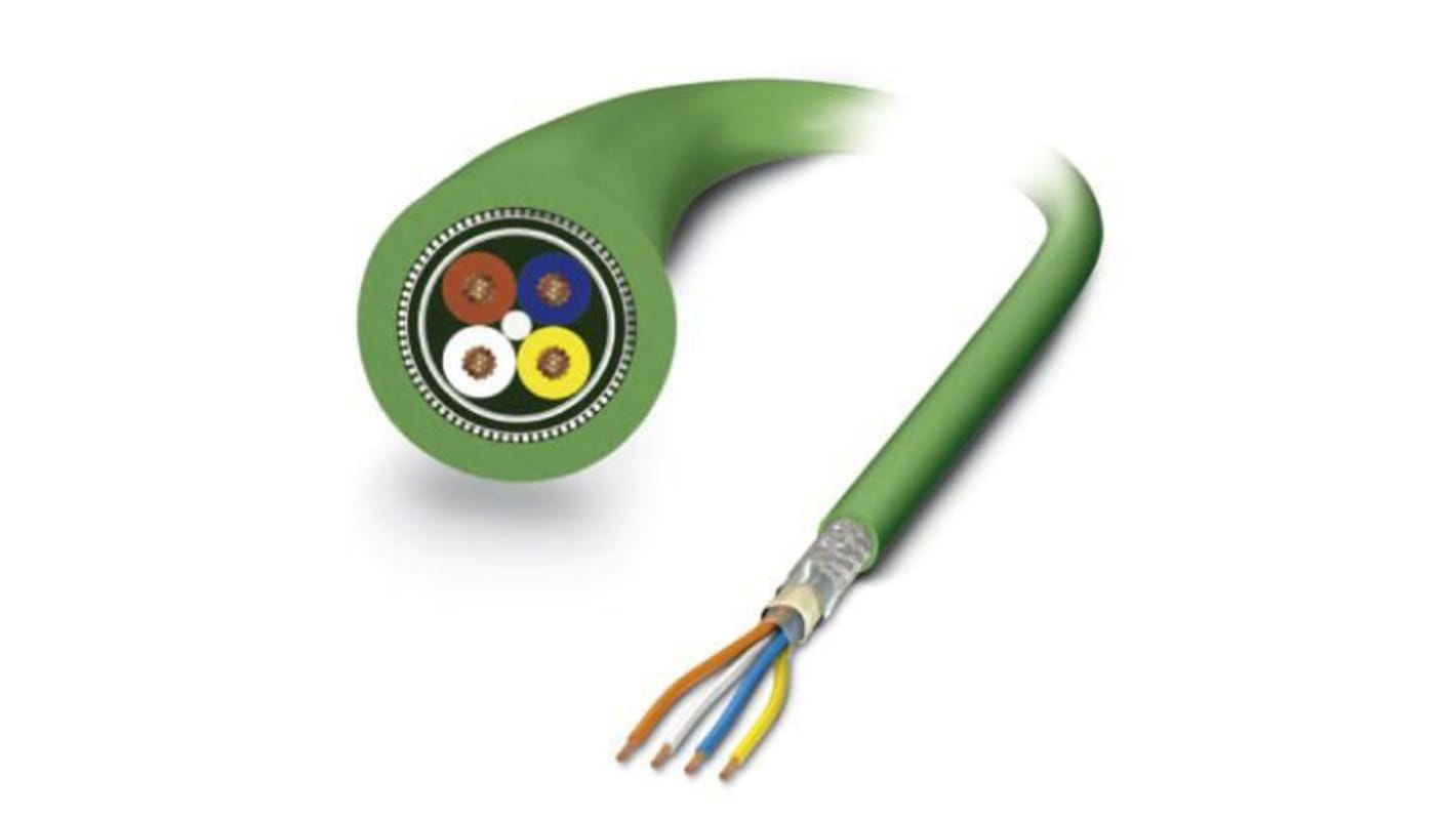 Cable Ethernet Cat5 apantallado Phoenix Contact de color Verde, long. 100m