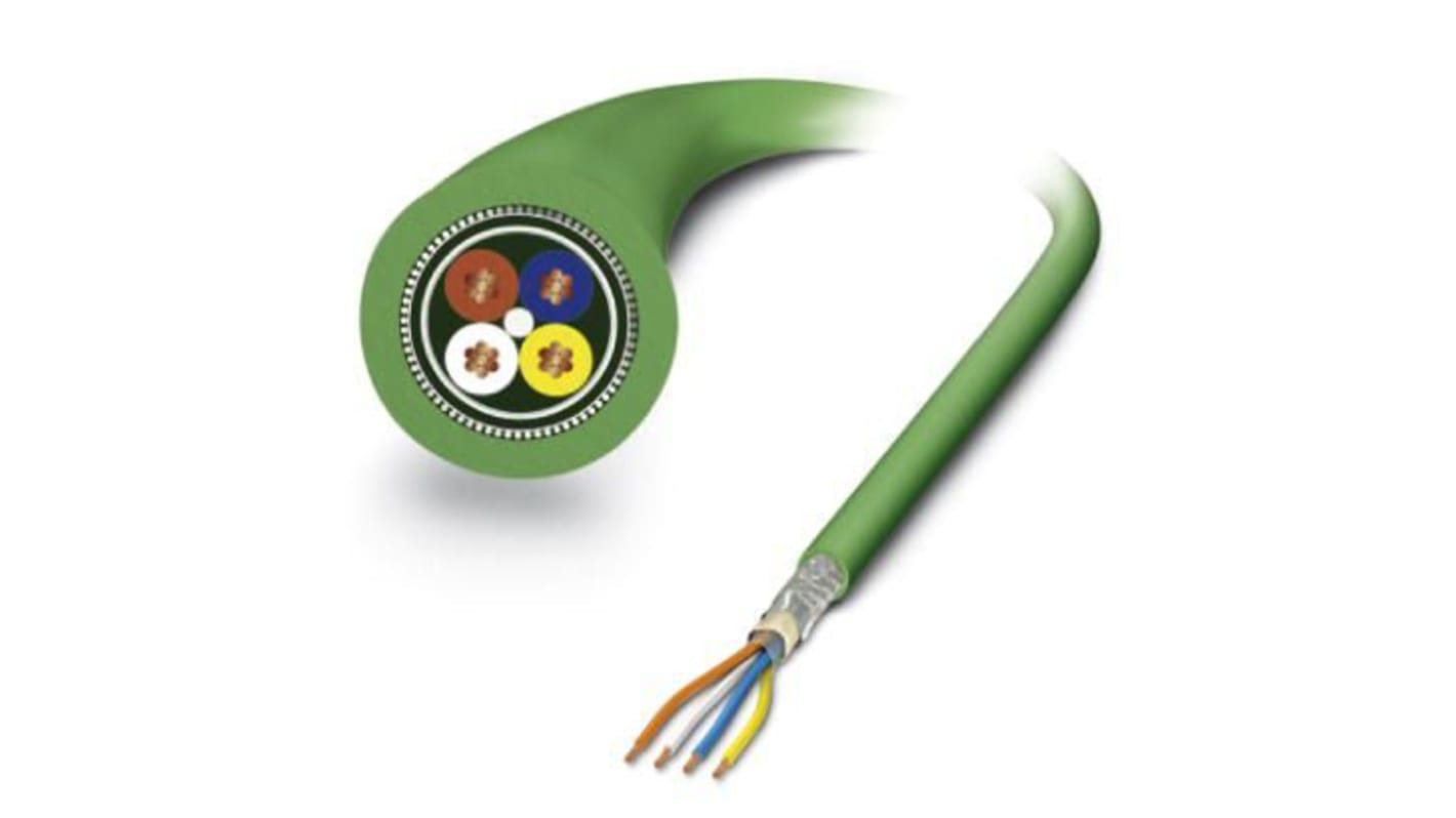 Cable Ethernet Cat5 apantallado Phoenix Contact de color Verde, long. 100m