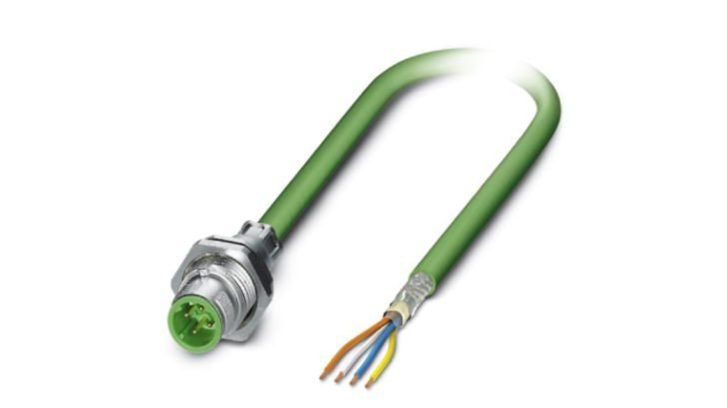 Phoenix Contact, 5m Cat5, Green M12 to Male Unterminated, Shielded Shielded, Terminated