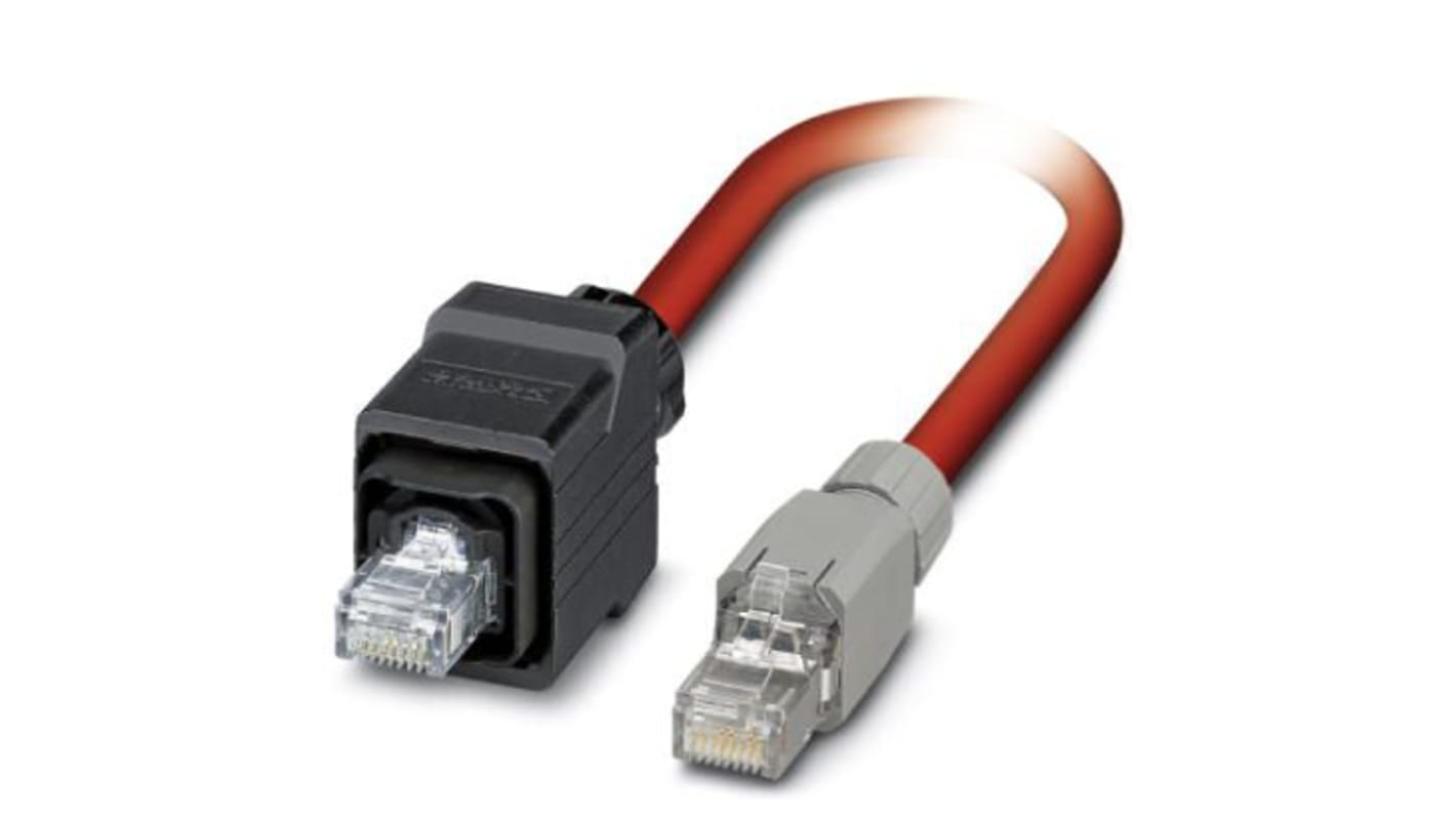 Phoenix Contact, 5m Cat5, Red RJ45 to Male RJ45, Shielded Shielded, Terminated