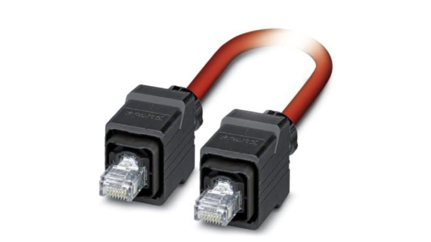 Phoenix Contact, 5m Cat5, Red RJ45 to Male RJ45 Male, Shielded Shielded, Terminated
